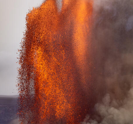 Color photograph of lava fountain