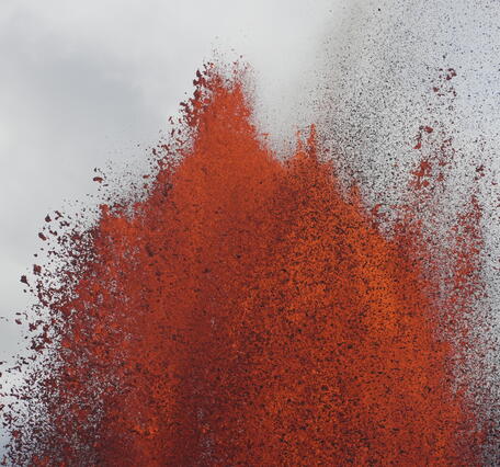 Color photograph showing the top of a lava fountain