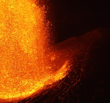 Color photograph of lava fountain margin