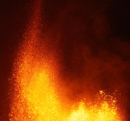 Color photograph of the top of a lava fountain