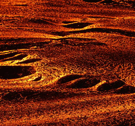 Color photograph of lava channel