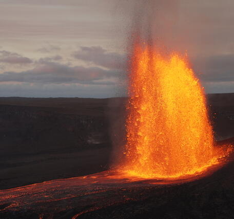 Color photograph of lava fountain