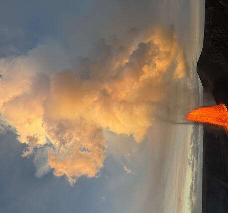 Color photograph of lava fountain