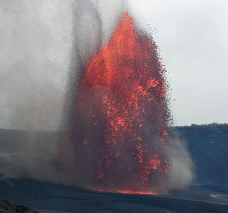 Color photograph of lava fountain