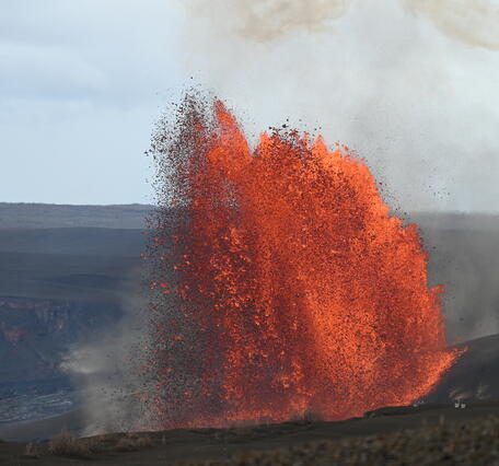 Color photograph of lava fountain