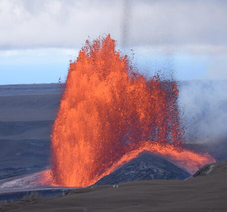 Color photograph of lava fountain