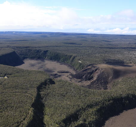 Color photograph of volcanic crater