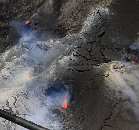 Color photograph of volcanic vents