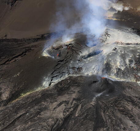 Color photograph of volcanic vents