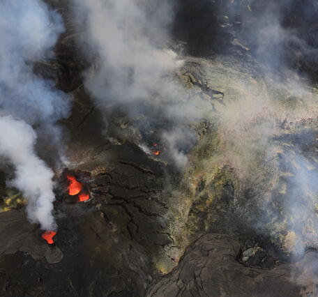 Color photograph of volcanic vents