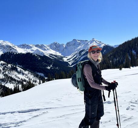 Olivia, Physical Scientist at the Wyoming-Montana Science Center in the mountains 