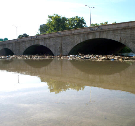 Debris jam from flooding after Tropical Strom Irene 