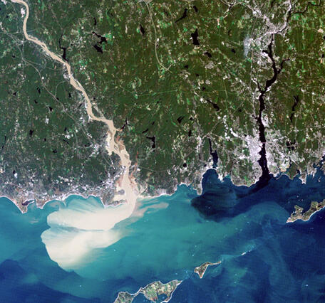 Satellite imagery showing the Connecticut River sediment 