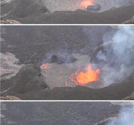 Color photograph of lava within a volcanic vent
