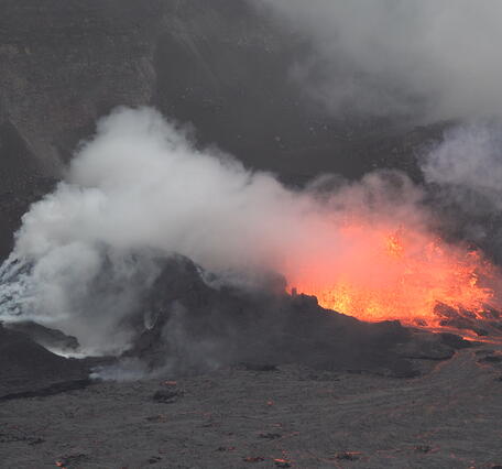 Color photograph of erupting vent