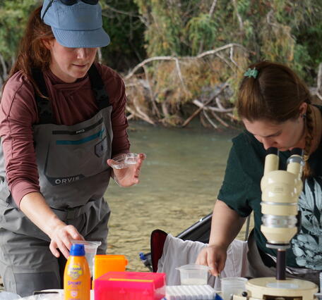 USGS scientists processing water samples from the Kootenai River.