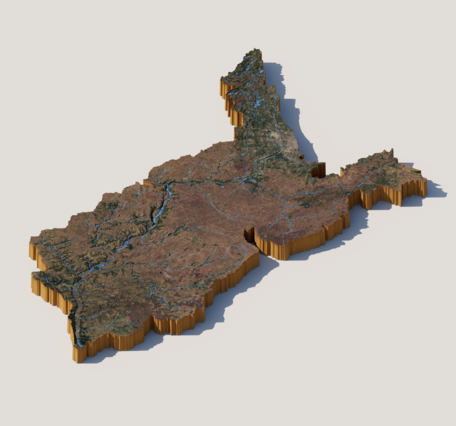 3D render of Illinois River Basin
