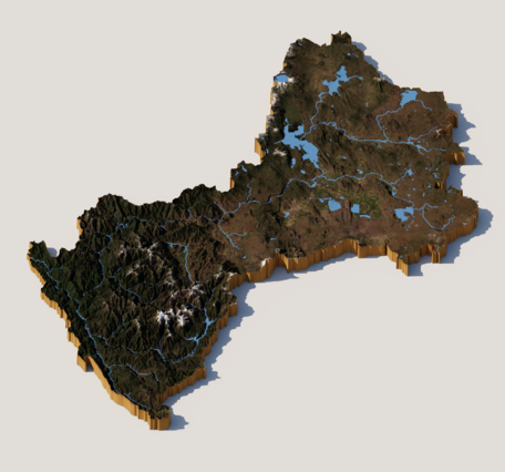 3D render of Klamath River Basin