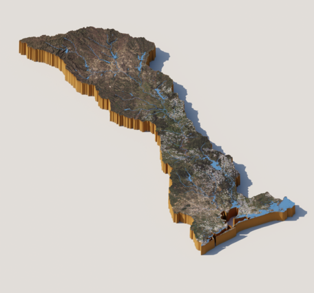 3D render of Trinity-San Jacinto River Basin