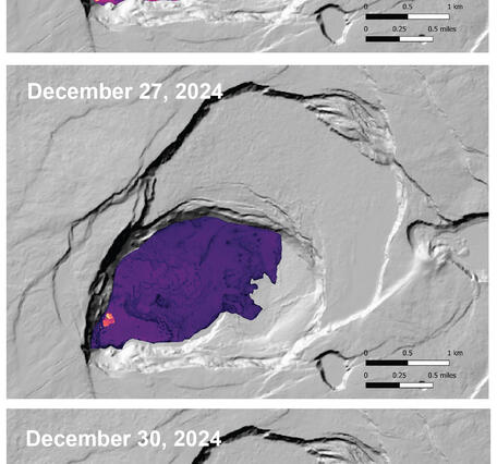 Color maps showing eruption progression 