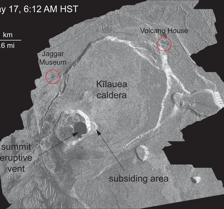 Radar images show enlargement of summit eruptive vent...
