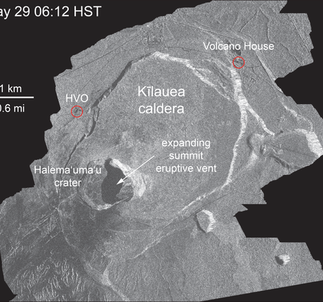 Radar image from May 29 at 6:12 AM shows enlargement of summit erup...