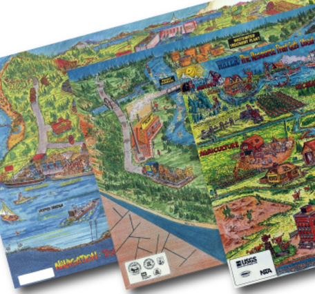 Image of overlapping water education posters