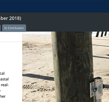 A screenshot of a new USGS webpage that highlights the USGS' Response before, during and after Hurricane Florence