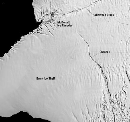 Landsat image of Brunt Ice Shelf in Antarctica
