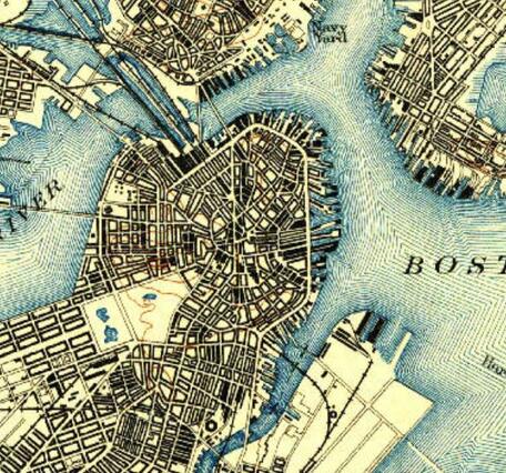 Portion of 1893 Historical Topographic Map of Boston