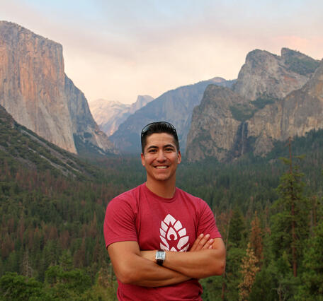 USGS Physical Scientist A. Padilla in Yosemite Valley
