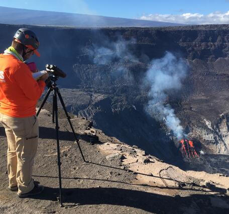 Hawaiian Volcano Observatory scientists continue to make observations and measurements of the ongoing Kīlauea summit eruption wi