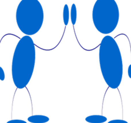 Two stick figures giving a high five