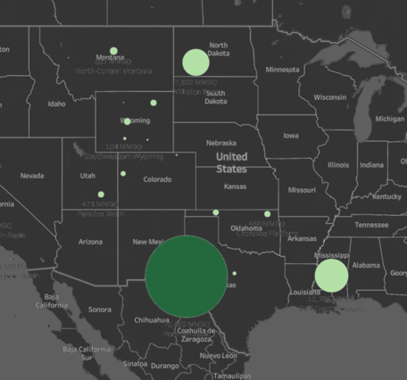 Oil Map from USGS Domestic Continuous (Unconventional) Oil & Gas Assessments, 2000-2018