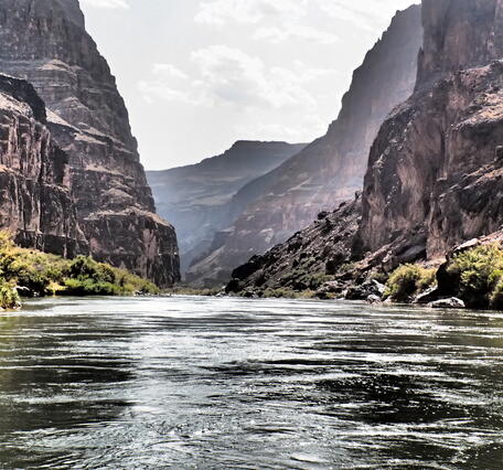 The Colorado River running through the Grand Canyon. 