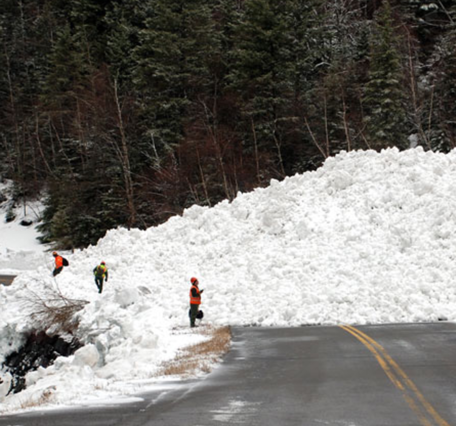 Avalanche debris across Going-To-The-Sun Road