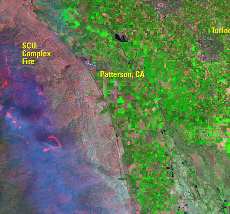 Landsat 8 image of SCU Complex Fire