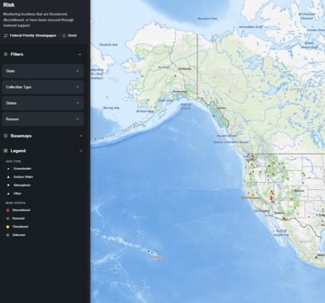 USGS Networks At Risk Mapper