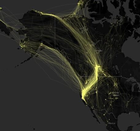 Map of waterfowl migration routes in Western North America