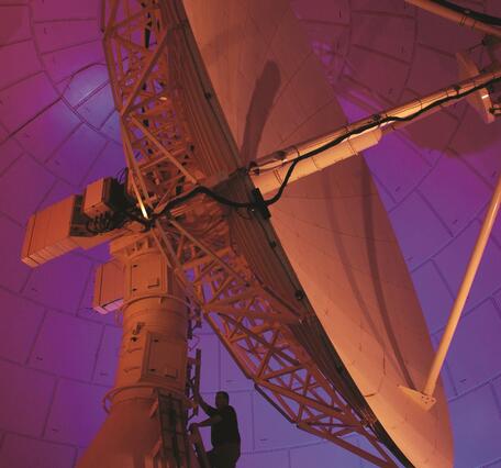 Landsat satellite dish inside radome at USGS EROS