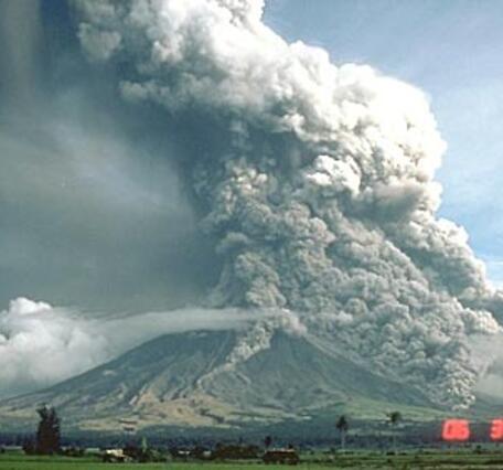 Pyroclastic flows descend the south eastern flank of Mayon Volcano, Philippines, during its 1984 eruption