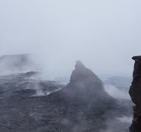 This is a closer look at the spatter cone on the northwest side of ...