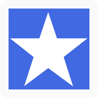 Blue square with a white star.