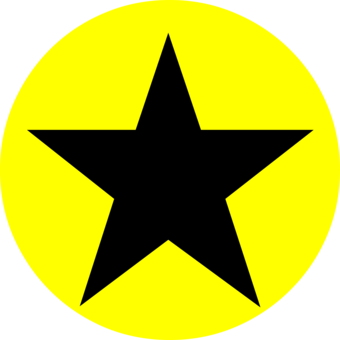 Black star rendered on top of a yellow circle, at different offsets.