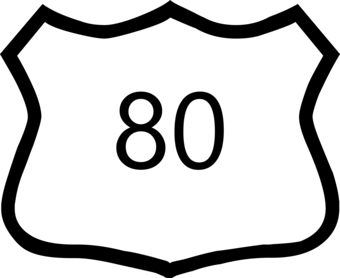 US Highway road shield with a gray outline and a gray number identifying the road segment.