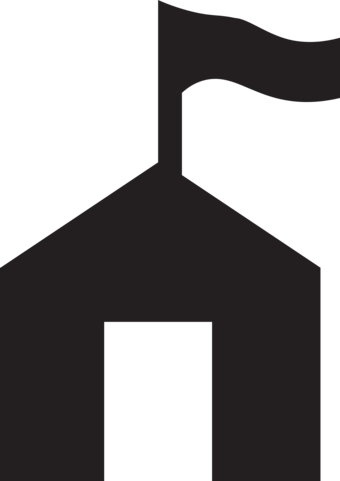 Dark gray symbol depicting a building with a flag.
