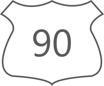 US Highway road shield with a gray outline and a gray number identifying the road segment.