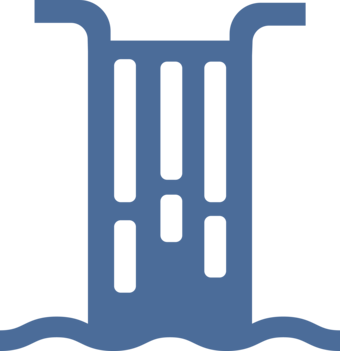 Blue symbol depicting waterfall.