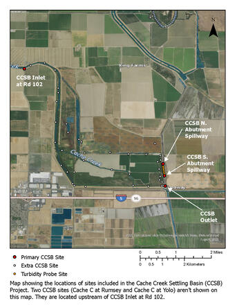 Locations of sites included in the Cache Creek Settling Basin (CCSB) Project