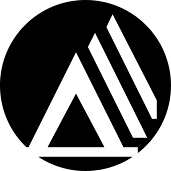 TNMCorps structure symbol for campground; white tents on a round black background